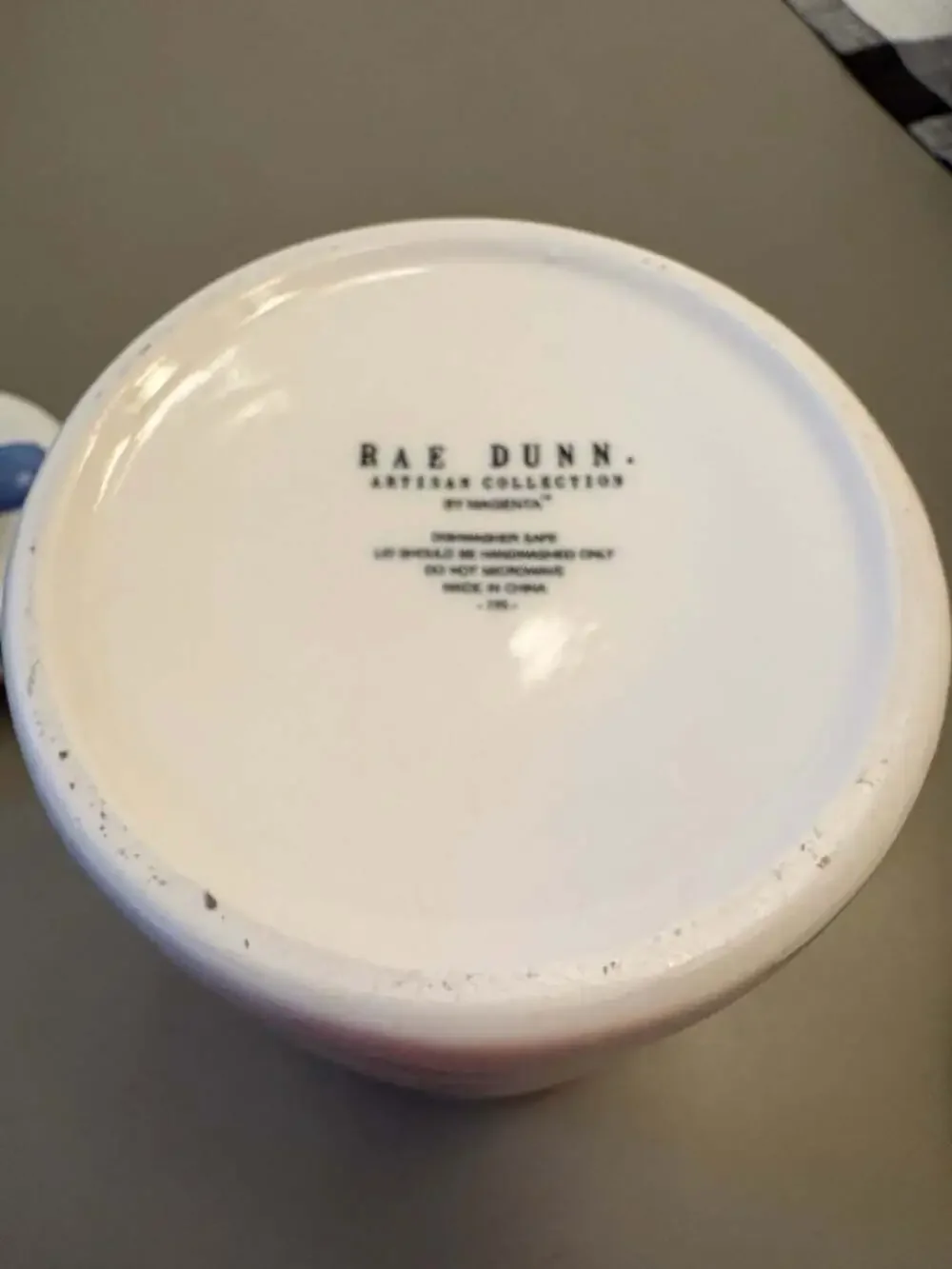 Rae Dunn Fresh Ceramic Canister with Blue Striped Lid and Handle